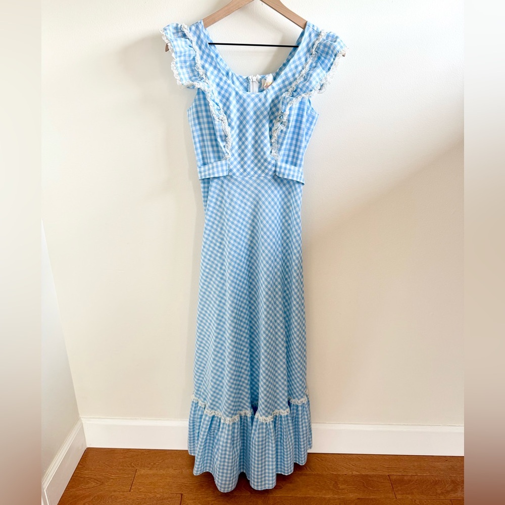 Vintage 1960s 1970s Le Voy’s Gingham Maxi Dress Cottagecore Dress